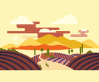Vineyard Landscape Flat Vector