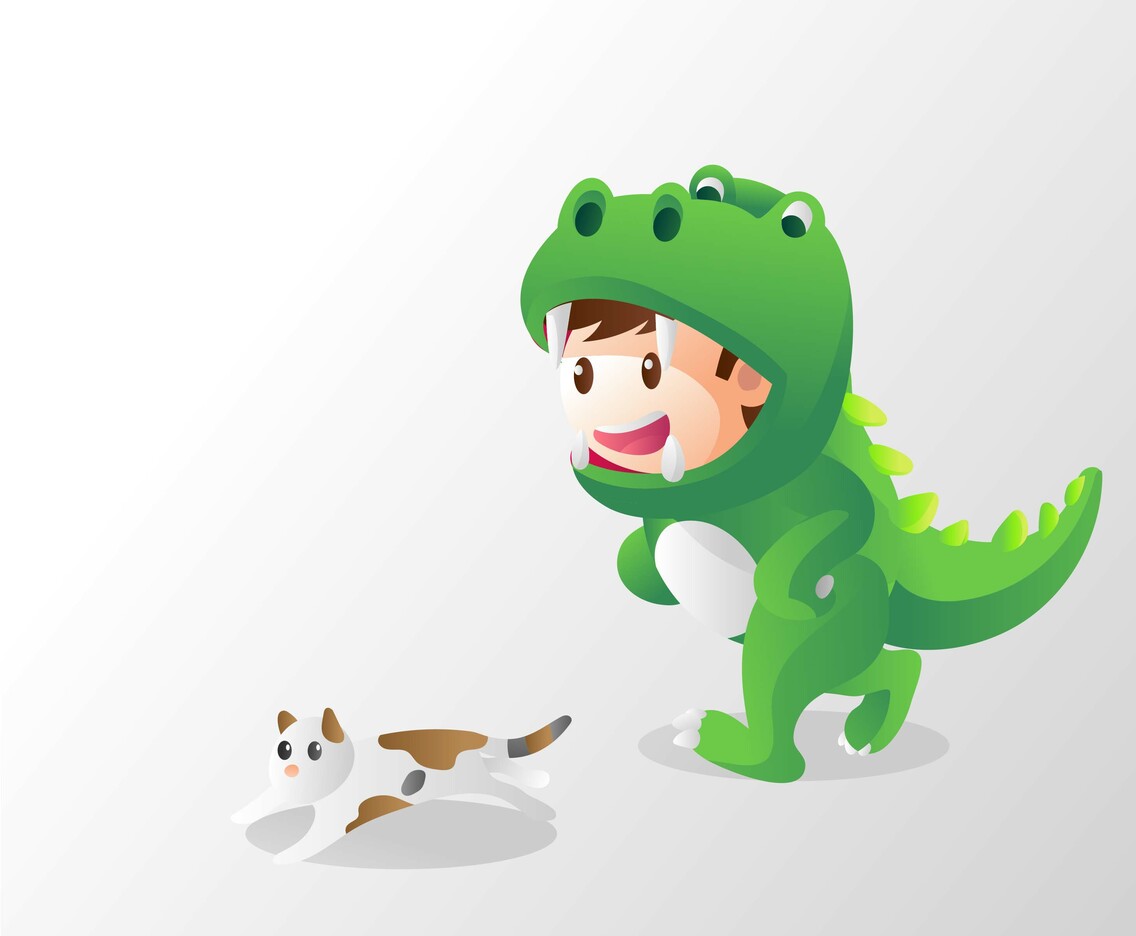 kids in dinosaur costum