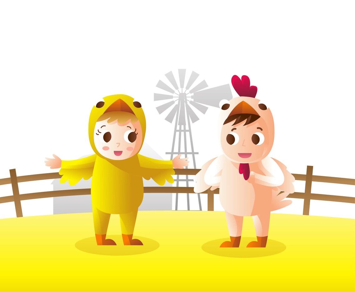 kids in chicken costume