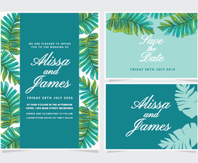 Vector Banana Leaf Wedding Invitation