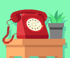 Red Rotary Telephone Vector