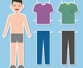 Paper Doll Man Template Vector Illustration