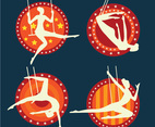 Set of Performing Acrobatic Trapeze Artist