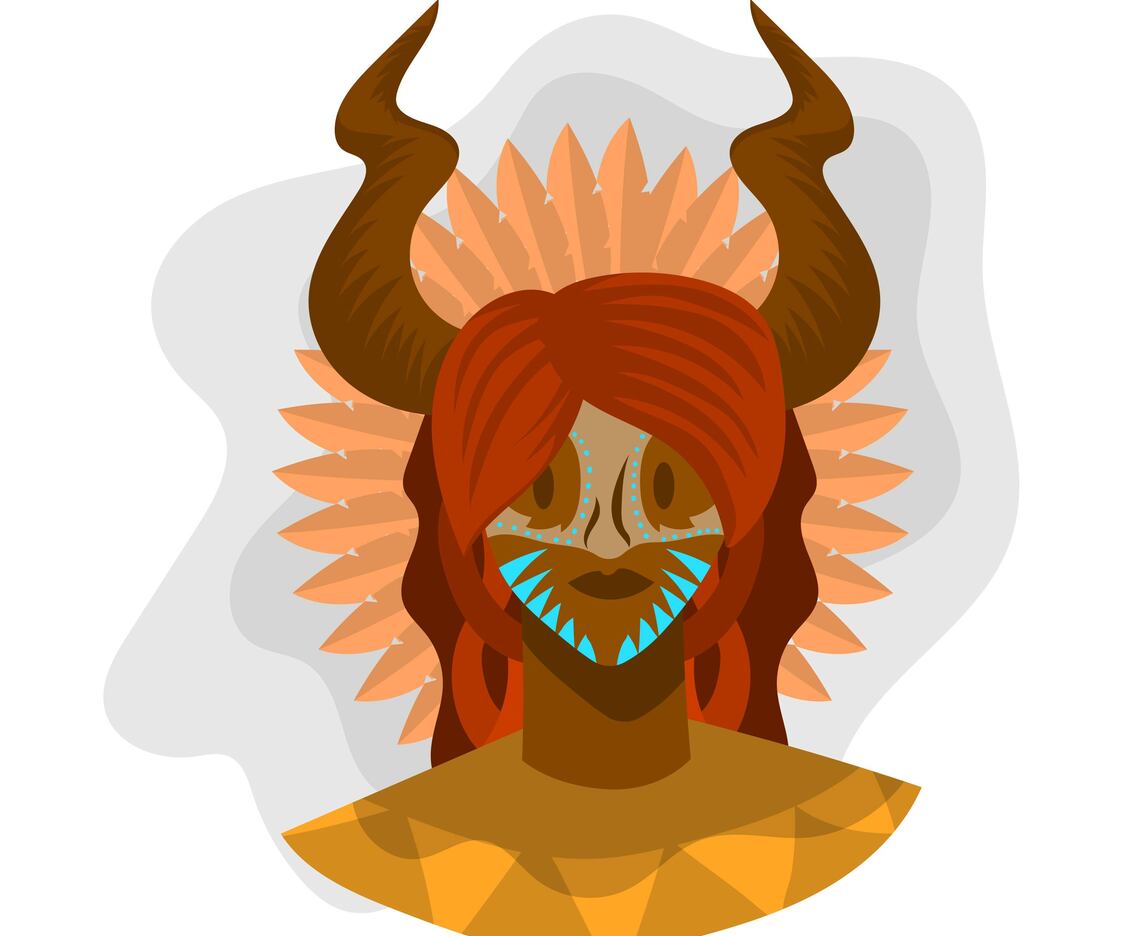 Flat Indigenous People Woman Ancient Tribe Vector Illustration