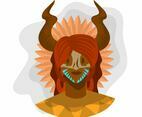 Flat Indigenous People Woman Ancient Tribe Vector Illustration