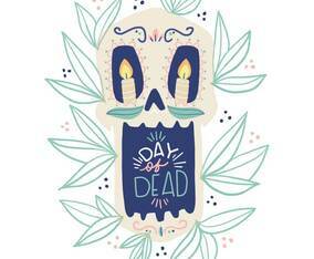 Cute Sugar Skull with Lettering