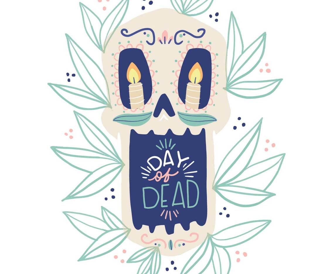 Cute Sugar Skull with Lettering