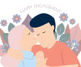 Happy Engagement Floral Couple