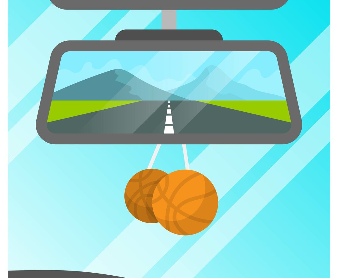 Flat Rear View Mirror of Car with Landscape Background Vector Illustration