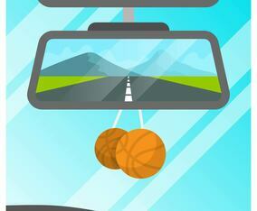 Flat Rear View Mirror of Car with Landscape Background Vector Illustration