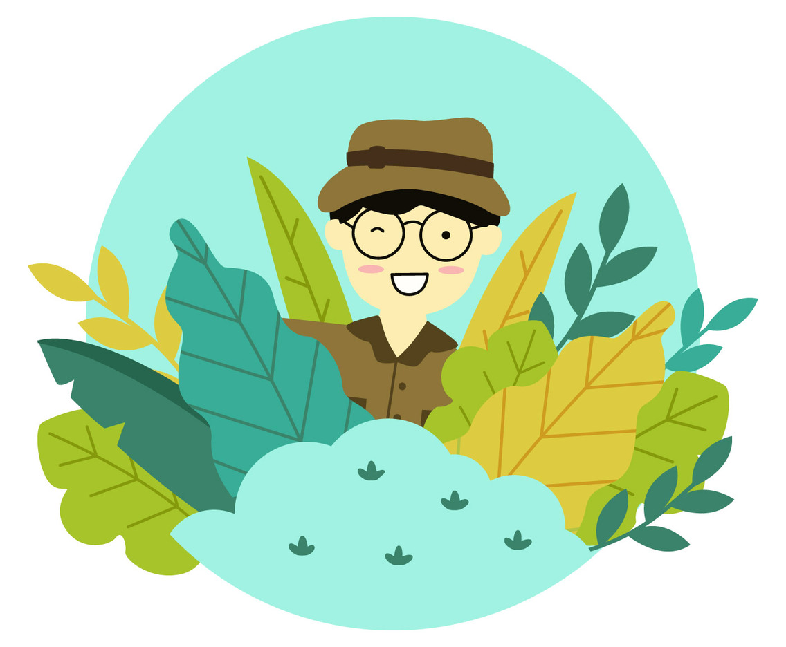 Man Character in the Jungle Vector