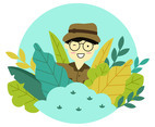 Man Character in the Jungle Vector