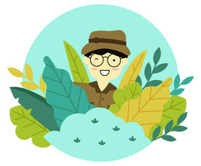 Man Character in the Jungle Vector