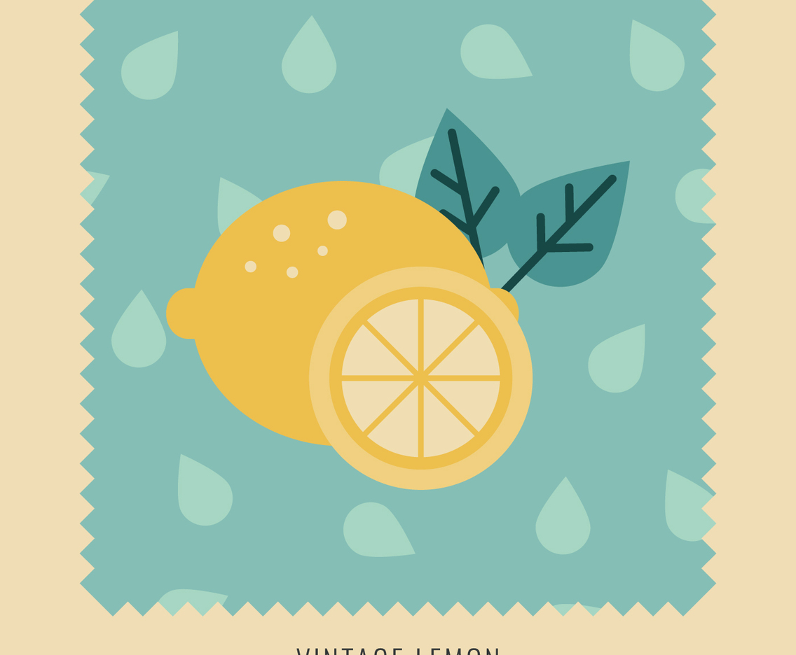 Flat Design Illustration of a Vintage Lemon