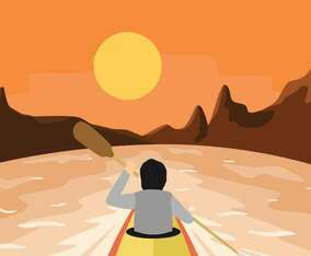 Kayaking First Person View Vector Illustration
