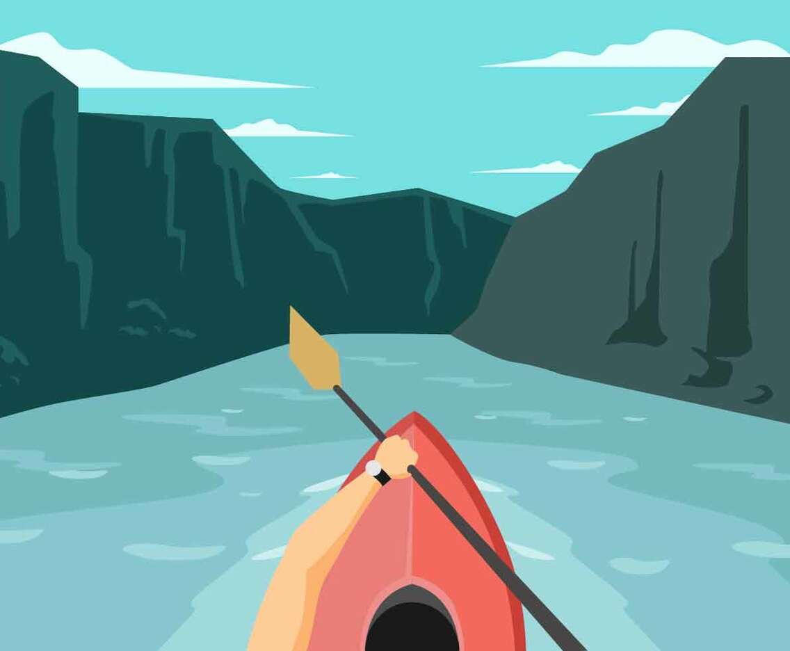 Kayaking First Person View Vector Illustration