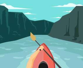 Kayaking First Person View Vector Illustration