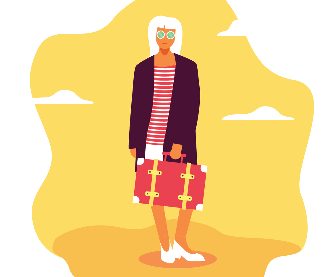 Woman suitcase fashion style