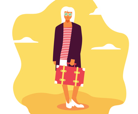 Woman suitcase fashion style