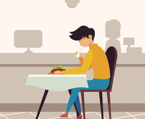 people eating at restaurant