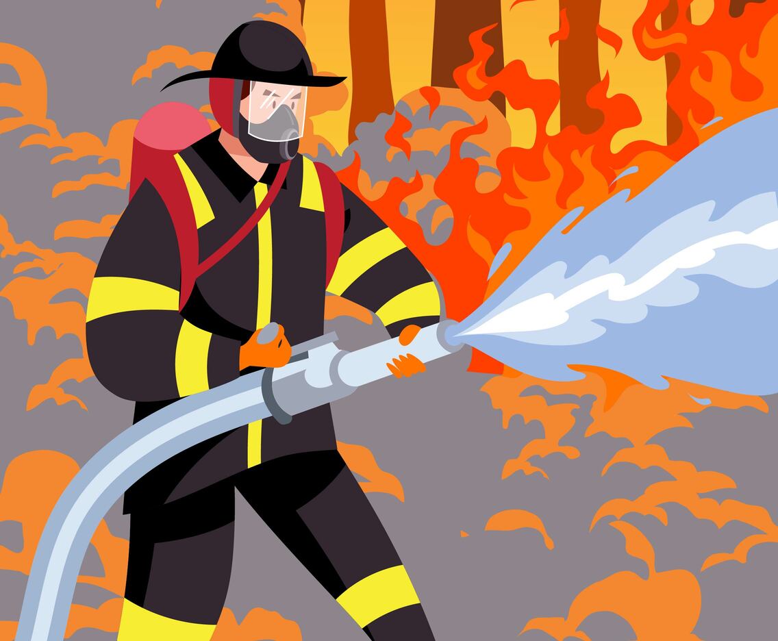 Firefighter Holding Hose