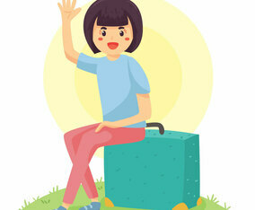 Woman With Suitcase Vector