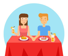 Couple Date Eating at Restaurant Vector