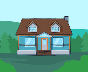 Unique House Exterior Watercolor Vectors