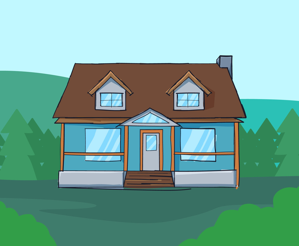 Unique House Exterior Watercolor Vectors