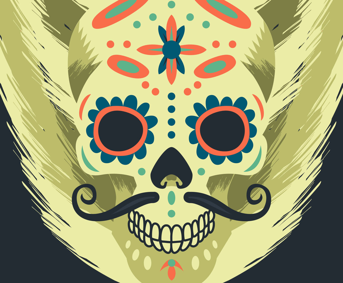 Colorful Mexican Sugar Skull Illustration