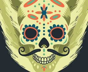 Colorful Mexican Sugar Skull Illustration
