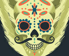 Colorful Mexican Sugar Skull Illustration
