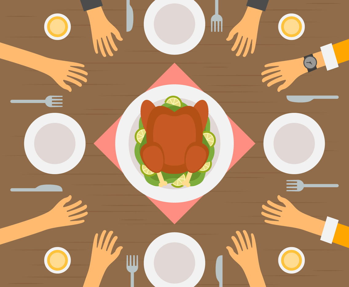 Outstanding People Eating At Restaurant Vectors