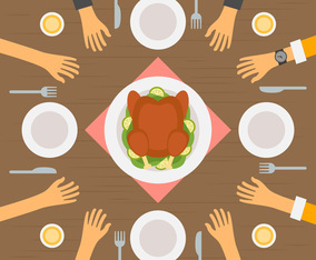 Outstanding People Eating At Restaurant Vectors