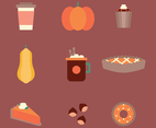 Flat Pumpkin Spiced Food Icons