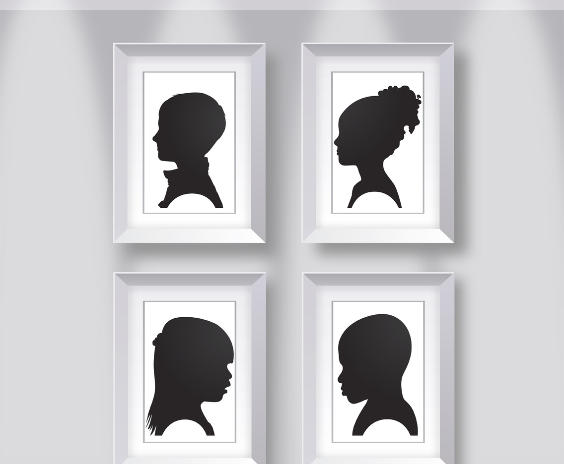 Kids Silhouettes on Frame Vector