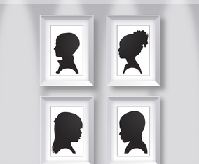 Kids Silhouettes on Frame Vector