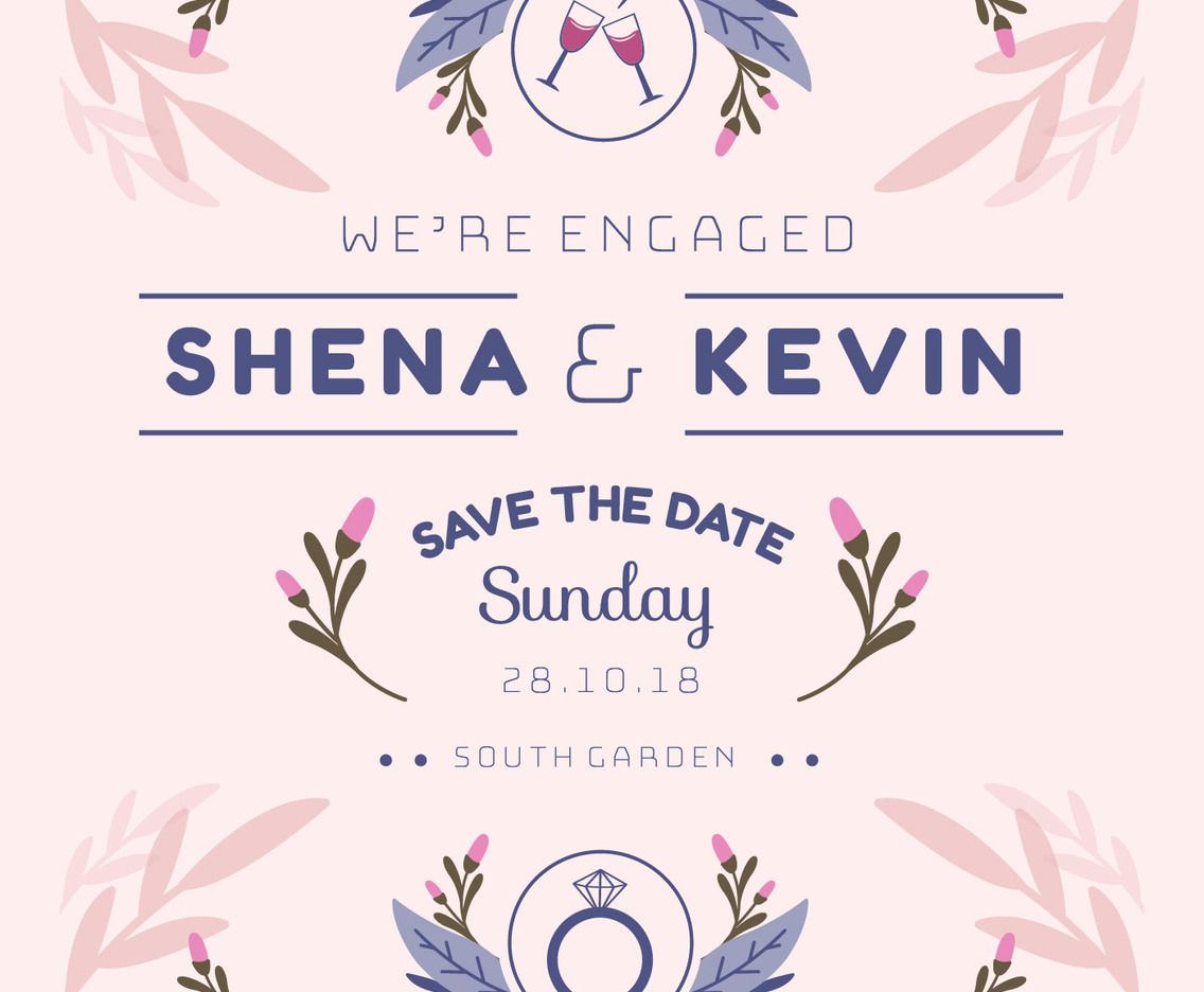 We're Engaged Invitation Template Vector
