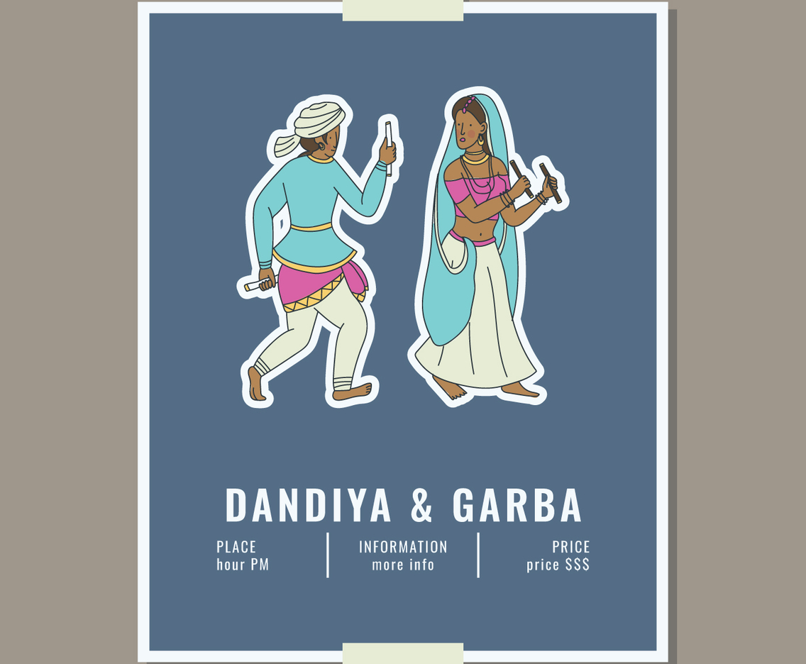 Dandiya  Garba Poster With Two Dancers