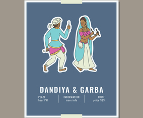 Dandiya  Garba Poster With Two Dancers