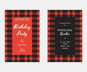 Buffalo Plaid Invitation Vector Template