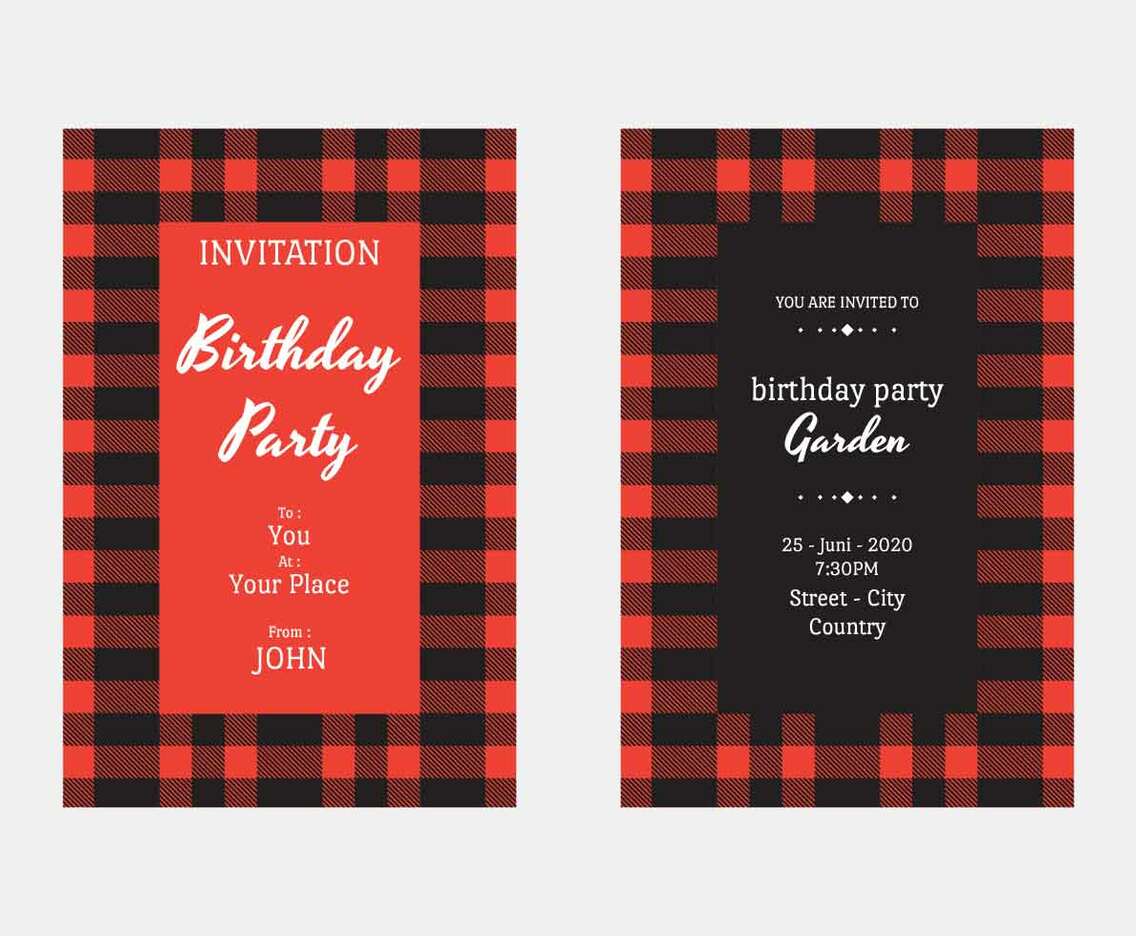 Buffalo Plaid Invitation Vector Template