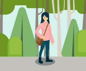 Girl In Fall Fashion Vector Illustration