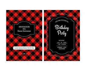 Buffalo Plaid Invitation Vector Template