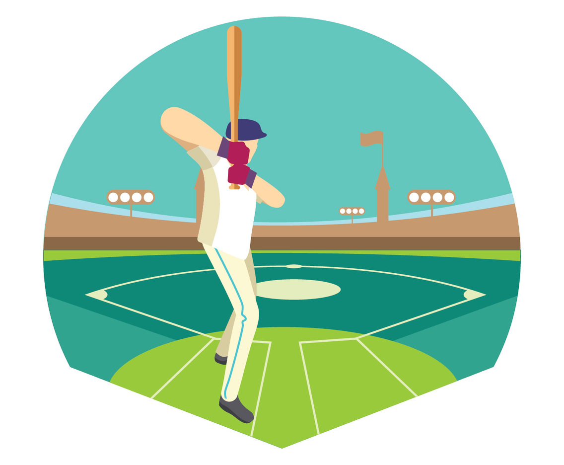 Baseball Player in Action on the Stadium or Baseball Park