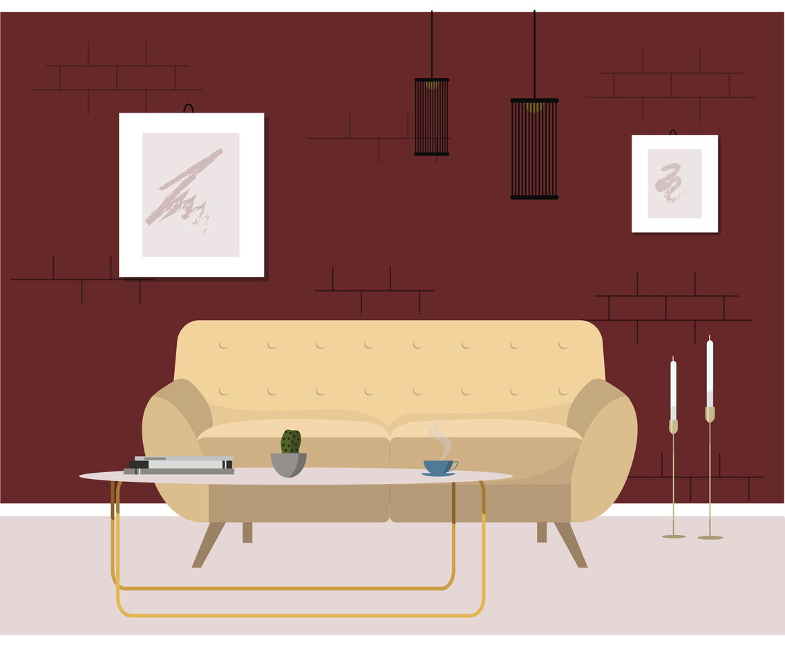 Vector Living Room Furniture Illustration