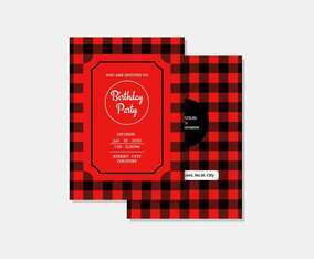 Buffalo Plaid Invitation Vector Template