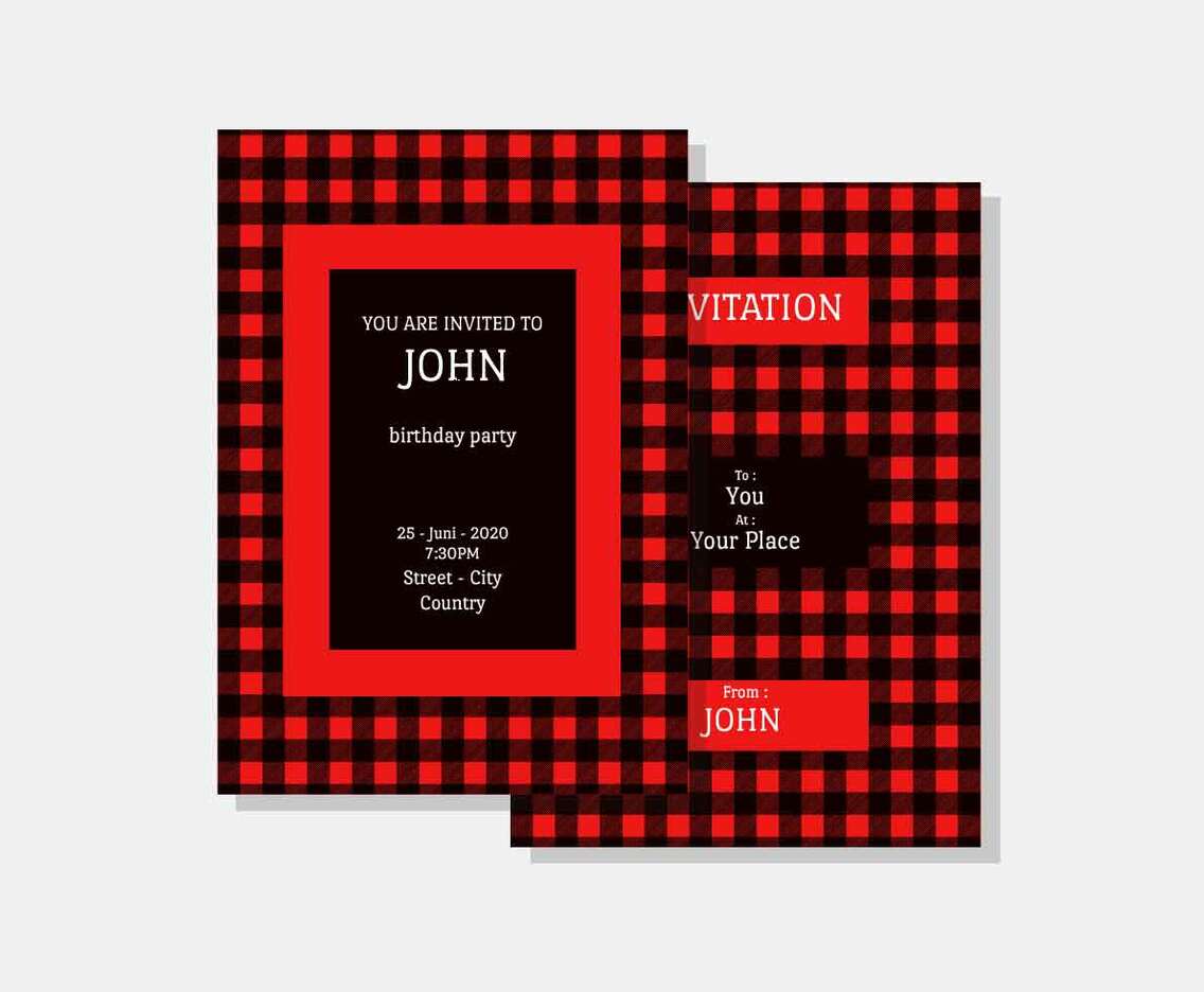 Buffalo Plaid Invitation Vector Template