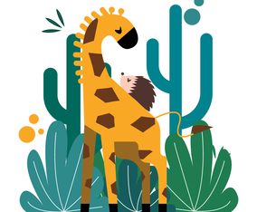 Cute Giraffe and Porcupine Unlikely Pair