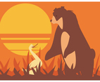 Bear And Duck Friendship Vector